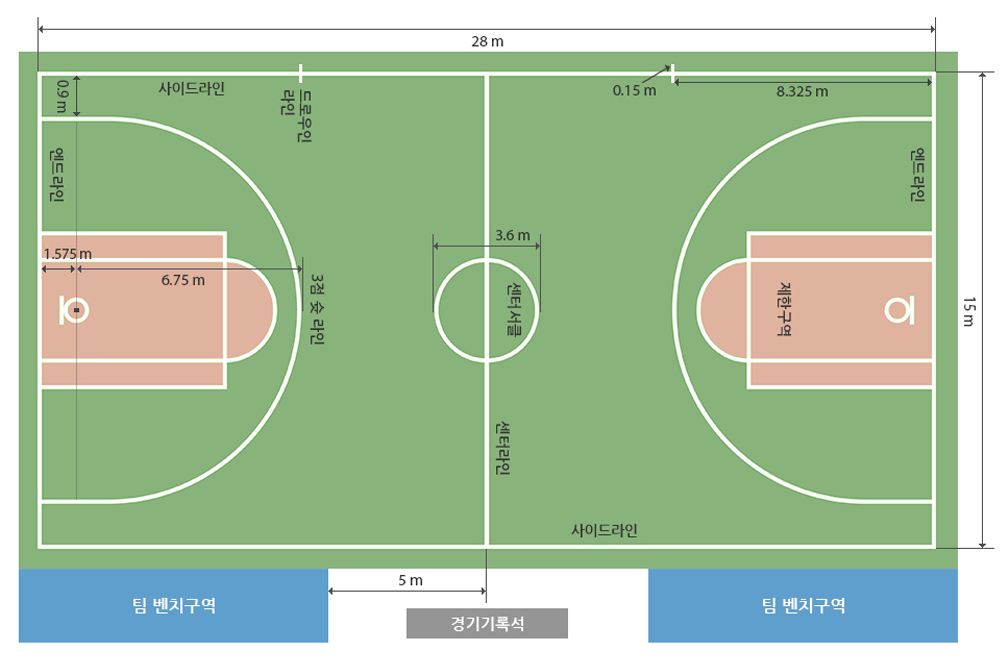 휠체어농구 경기장 규격